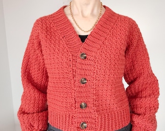 Crochet Cardigan Pattern: Easy Textured Cropped Jacket (PDF Download)