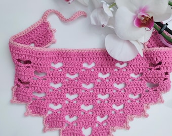 Crochet bandana pattern  heart head scarf PDF instant download