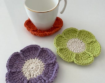 coaster  crochet pattern, flower coaster crochet, easy coaster instant download