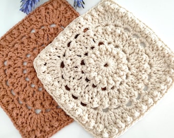 Crochet pattern granny square textured  motif for blanket PDF download