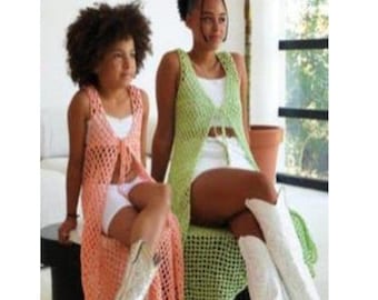 Crochet Mesh Vest Pattern – Easy Long Vest, UK Terms (PDF Download)