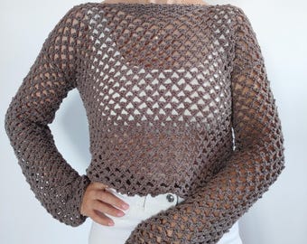 Crochet Mesh Sweater Pattern, Summer Top Tunic (PDF)