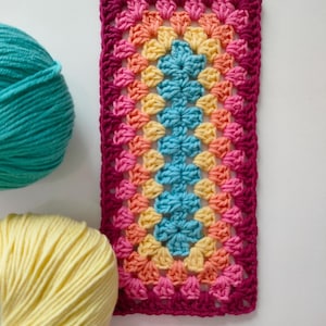 Rectangle crochet granny square pattern, Easy square pattern,  Motif for blanket PDF instant download