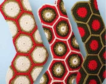 Padrão de meia de Natal de crochê com quadrados da vovó (download em PDF)