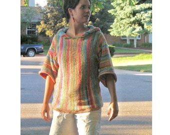 Sweater hoodie knitting pattern easy pattern summer colored hooded PDF download