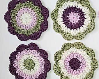 Flower Coaster Crochet Pattern: Colorful Tea Coaster (PDF)