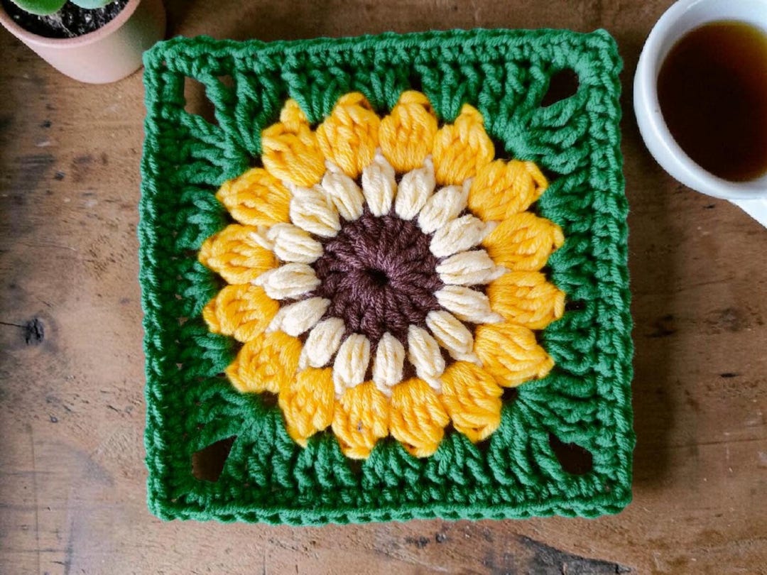Sunflower Pattern Granny Square Crochet Flower Motif Easy Simple PDF ...