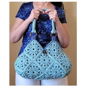 Bag crochet pattern granny square flower bag purse pdf instant download
