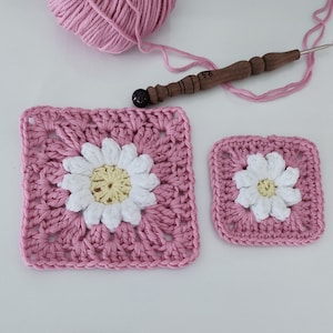 Granny square daisy crochet pattern, easy square crochet patter, crochet daisy, crochet flowers pattern