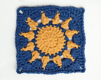 Sun granny square crochet pattern, easy crochet pattern, beginner crochet,pdf