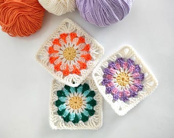 Daisy Granny Square Crochet Pattern: Easy Flower Motif (PDF Download)