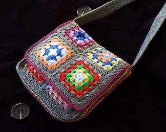 Granny square bag crochet pattern shoulder bag  tote PDF instant download