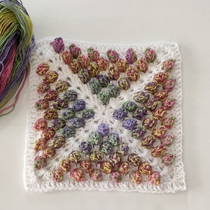 Popcorn Granny Square Crochet Pattern: Easy Blanket Motif (PDF Pattern)