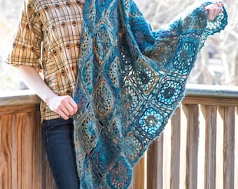 Granny Square Triangle Shawl Crochet Pattern (PDF)