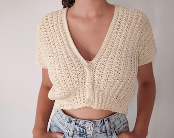 Crochet Summer Cardigan Pattern: Sleeveless Top, XS-2XL (PDF Download)