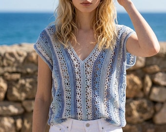 Lace top crochet pattern easy summer blouse PDF download