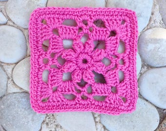 Flower Granny Square Crochet Pattern, Beginner Motif (PDF Download)