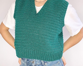 Cropped Vest Crochet Pattern: Women's Waistcoat Top (PDF) instant download