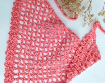 Crochet bandana pattern PDF summer mesh hair kerchief, triangle scarf boho headband