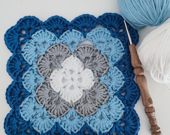 Shell granny square crochet pattern for blanket  Afghan PDF instant download