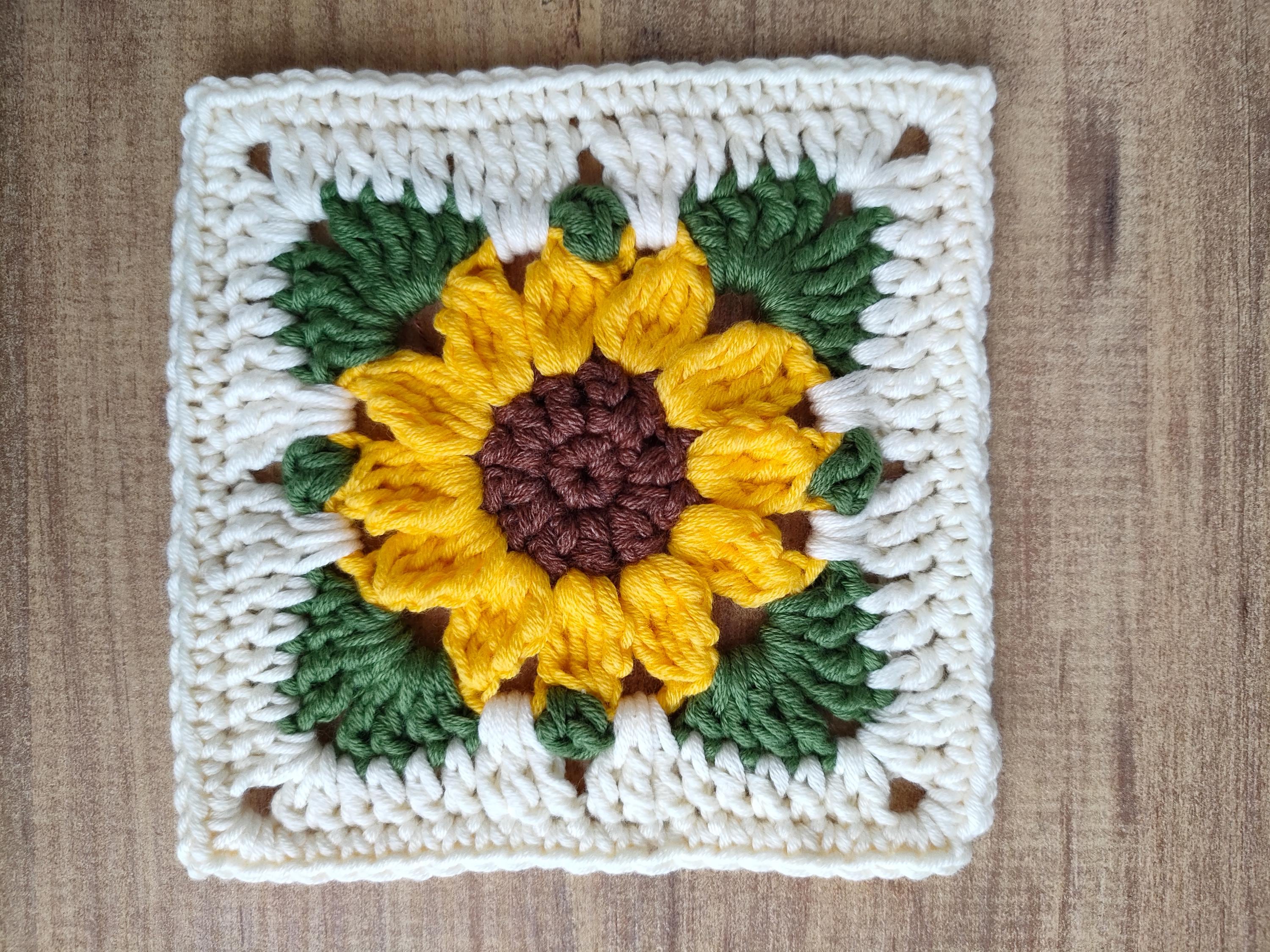 Crochet Pattern Sunflower Granny Square Flower Motif PDF Instant ...