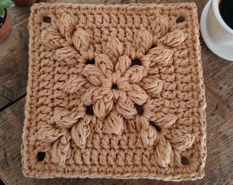 Crochet granny square pattern Flower 3D motif PDF instant download