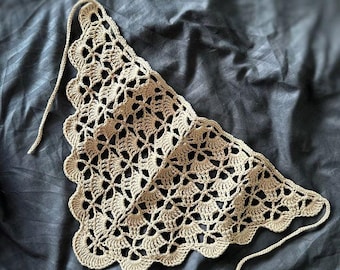 Bandana lace crochet pattern  summer scarf hair PDF instant download