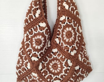 Crochet patterns Bag Tote crochet pattern boho squares  PDF instant download