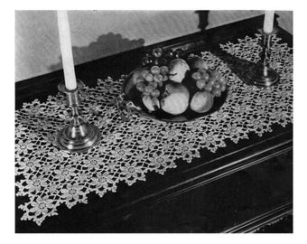 Crochet pattern Table Runner flower PDF instant download vintage pattern