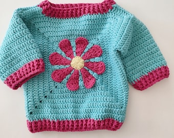 Baby Sweater Crochet Pattern: 3D Daisy Design (Newborn - 6 Years) instant download