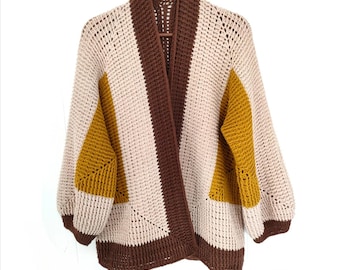 Crochet Hexagon Lace Cardigan Pattern: Long Cardigan PDF (Instant Download)