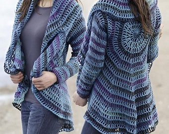 Crochet Poncho Cardigan Pattern, Ladies Jacket (PDF Download)