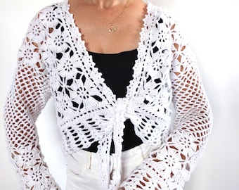 Crochet Cardigan Bolero Pattern - Lace Summer bolero wedding cover up PDF Instant Download