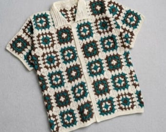 Shirt pattern crochet granny square square summer colored motif size XS-6XL PDF