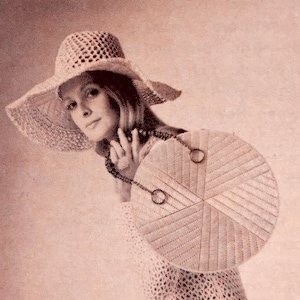 Vintage Crochet Straw Hat & Bag Pattern (PDF Download)
