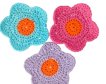 Virkat mönster för tusenskönaunderlägg, enkel blomdesign (PDF-mönster)