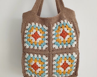 Crochet bag, granny squares bag crochet pattern, crochet tote bag