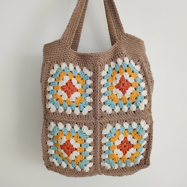 Crochet bag, granny squares bag crochet pattern, crochet tote bag