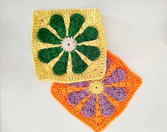 Daisy 3D Crochet Granny Square Pattern (Instant Download)