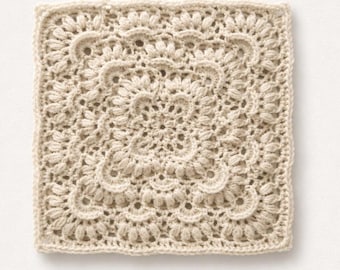 Granny square  crochet pattern flower Puff stitch motif for blanket, decor PDF instant download