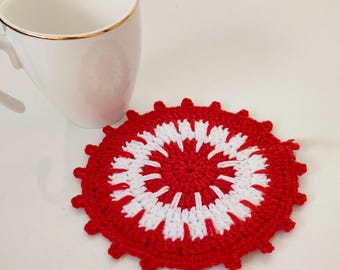 Schema per sottobicchieri natalizi all'uncinetto, decorazione mandala boho (PDF)