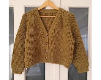 Chunky Knit Cardigan Jacket Pattern, Short & Easy (PDF Download)