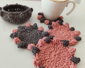 Flower Coaster & Basket Crochet Pattern: Easy coaster  (PDF Digital Download)