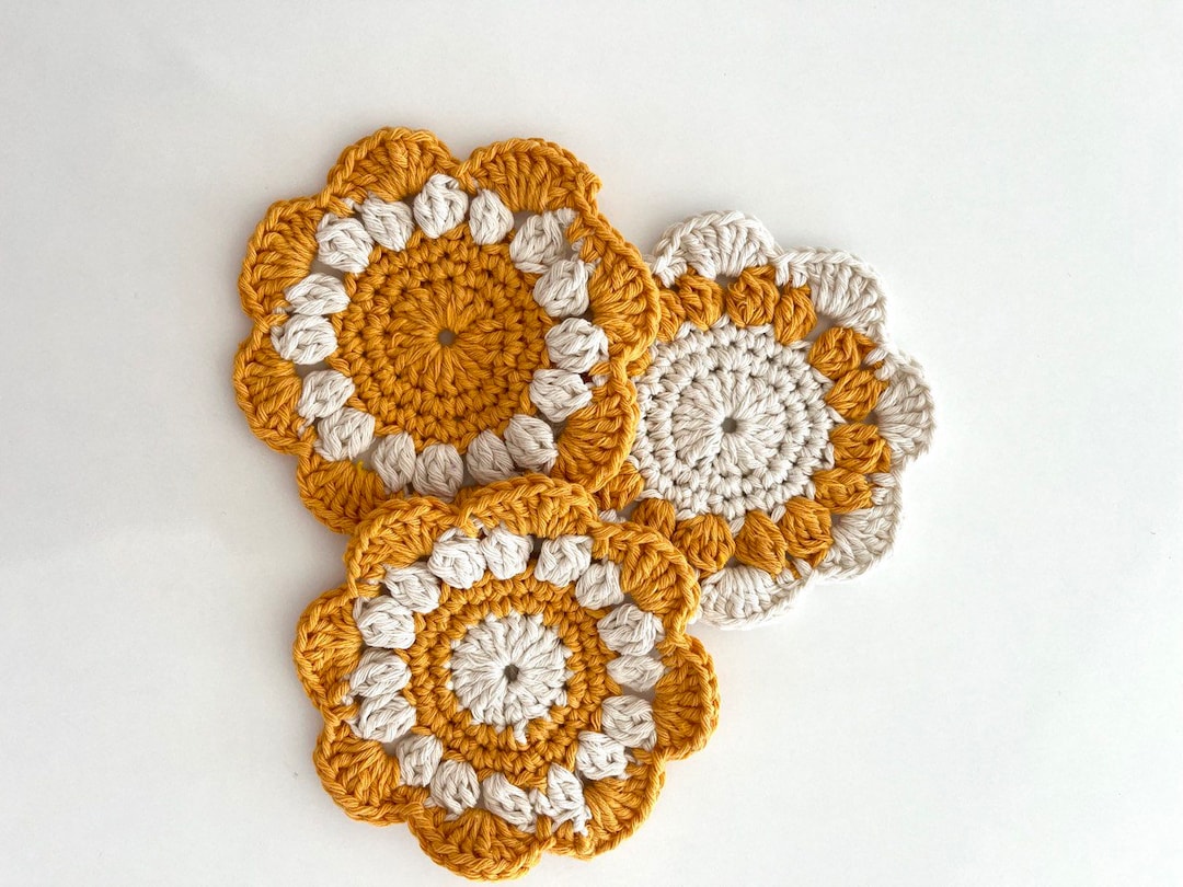 Coaster Crochet Pattern, Flower Coaster Crochet, Tea Coaster, Easy Coaster Pattern Pdf Etsy