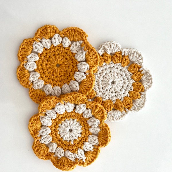 Coaster crochet pattern, flower coaster crochet,  tea coaster, easy coaster pattern pdf