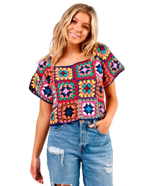 Crochet Granny Square Top Pattern: Easy Sleeveless Summer Sweater (PDF Download)