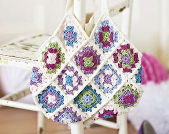Bag crochet pattern  PDF granny square bag tote instant download