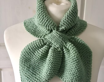 Knitting Keyhole Scarf Pattern - Easy Neck Warmer (PDF Download)