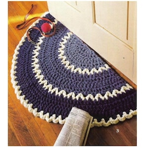 Patrón de crochet para alfombra de media caña, patrón de decoración del hogar, descarga instantánea