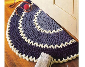 Half round rug crochet pattern, home decor pattern instant download